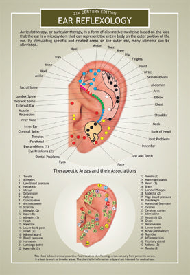 Ear Reflexology And EFT Info Charts 10x7"
