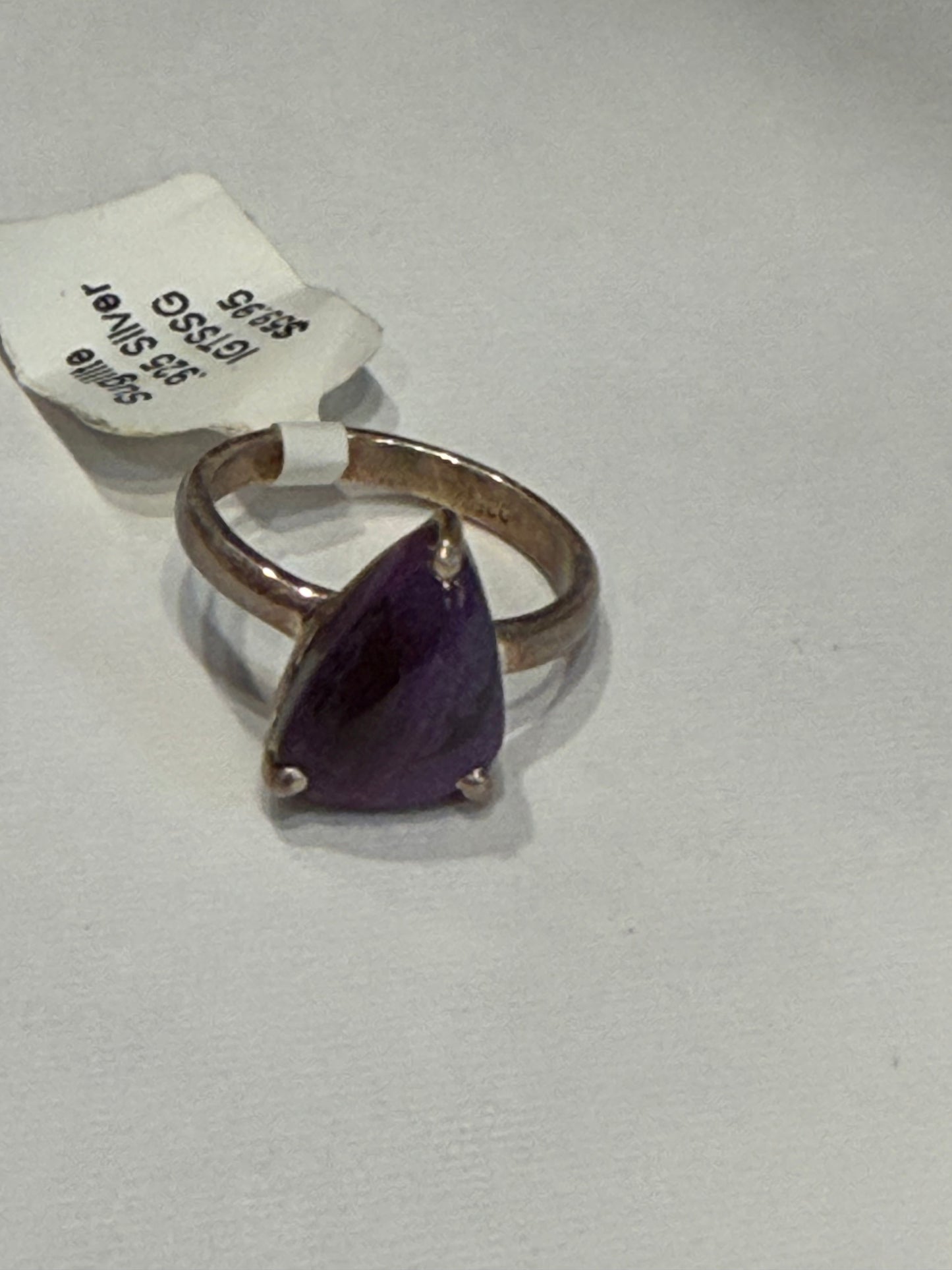 Sugilite Triangle Cab Teeth Set Sterling Silver Ring Size 5