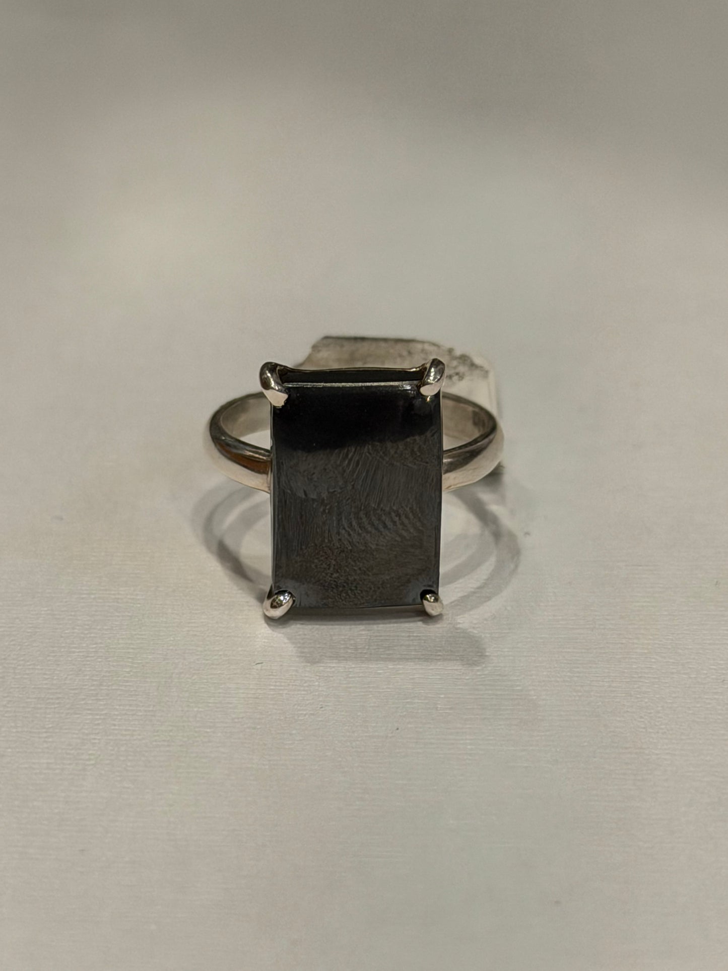 Hematite Rectangle Teeth Set Sterling Silver Ring Size 7