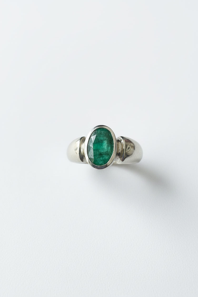 Emerald .925 Silver Ring Size 5