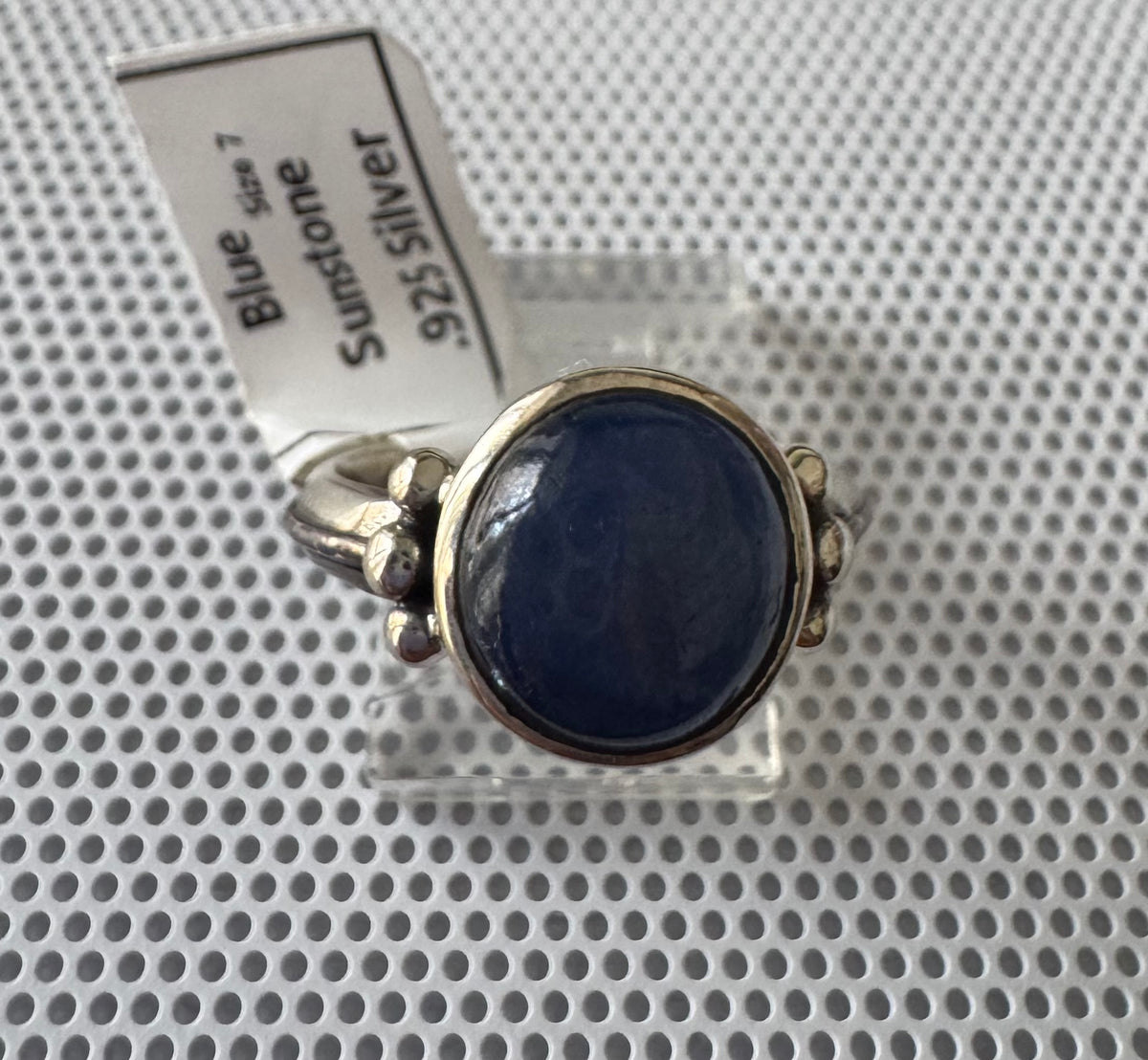 Blue Sunstone .925 Silver Ring Size 8