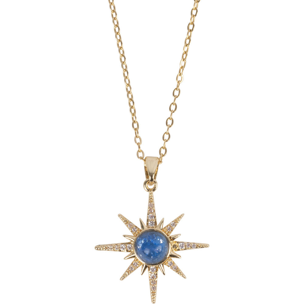 STAR CZ STONES GOLD TONE STAINLESS STEEL NECKLACE