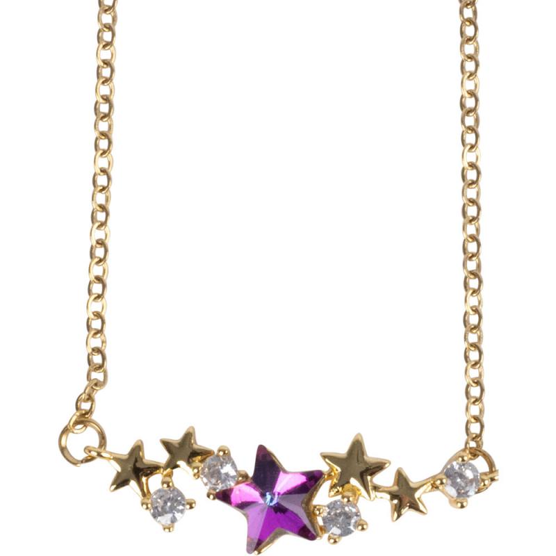 Star W/ CZ STONES GOLD TONE STAINLESS STEEL NECKLACE
