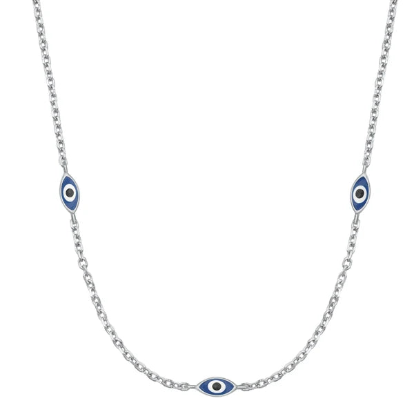 3 Evil Eye .925 Sterling Silver Necklace