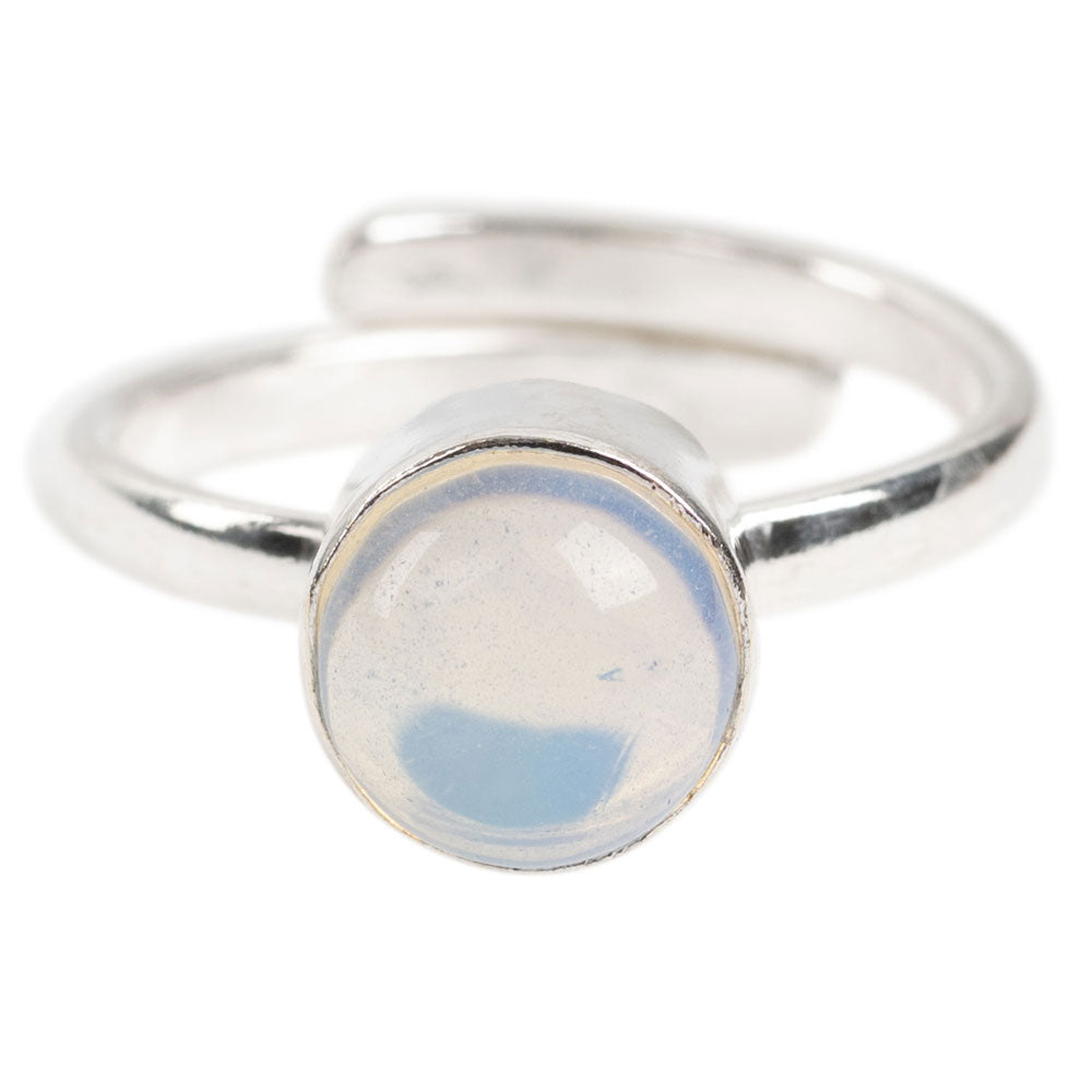 Opalite Cab Adjustable Small Ring - Brass