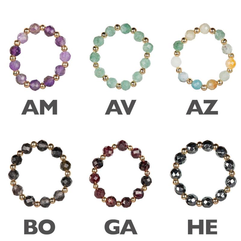 Garnet 4MM Faceted Beads Ring W/ Gold Plated Spacer