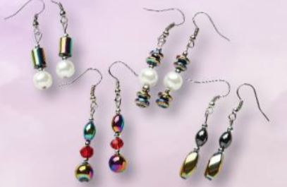 Rainbow Hematite W/ Pearl & Glass Beads Earrings