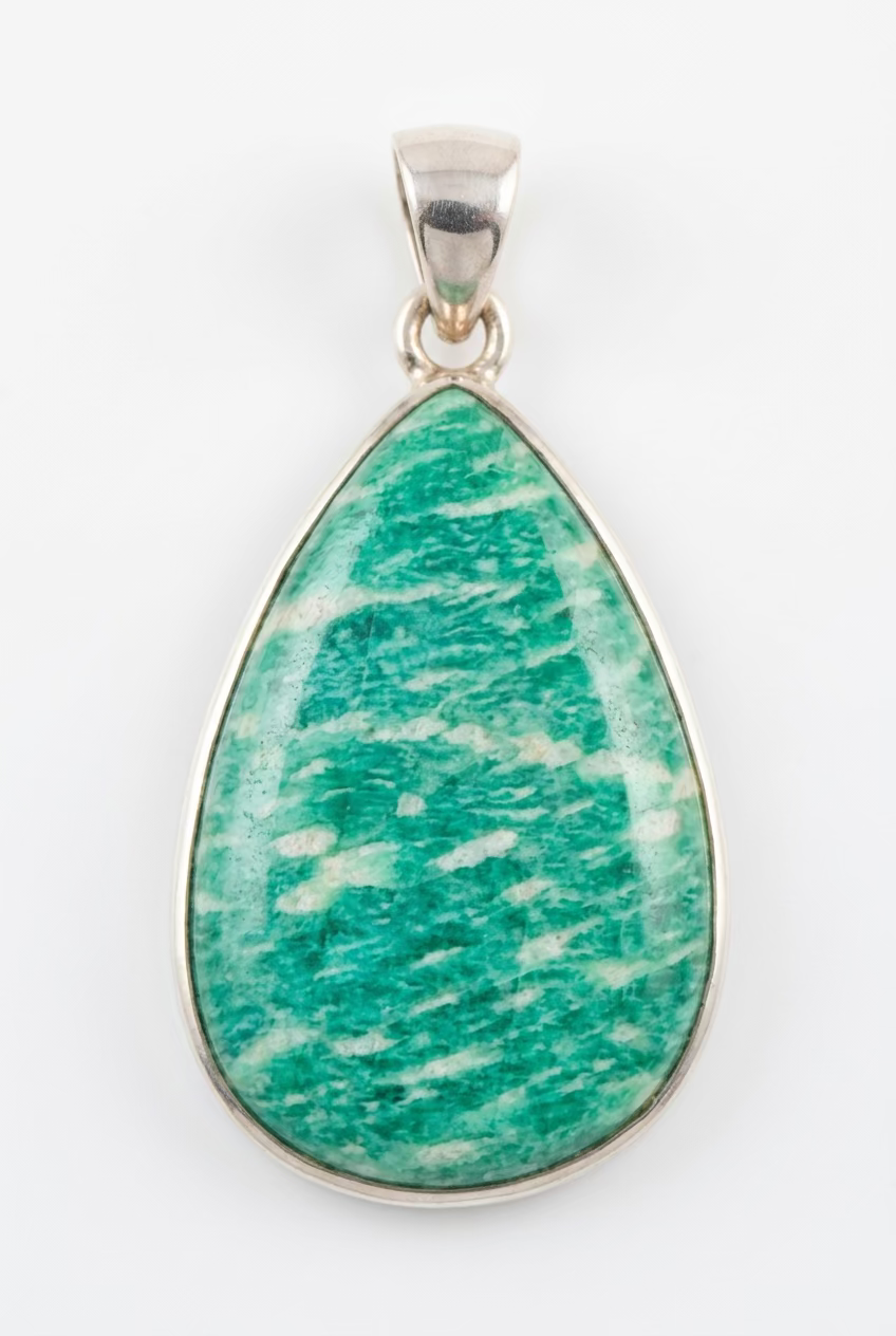 Amazonite Sterling Silver Pendant – soothing crystal jewelry for truth, harmony, and calming emotional balance.
