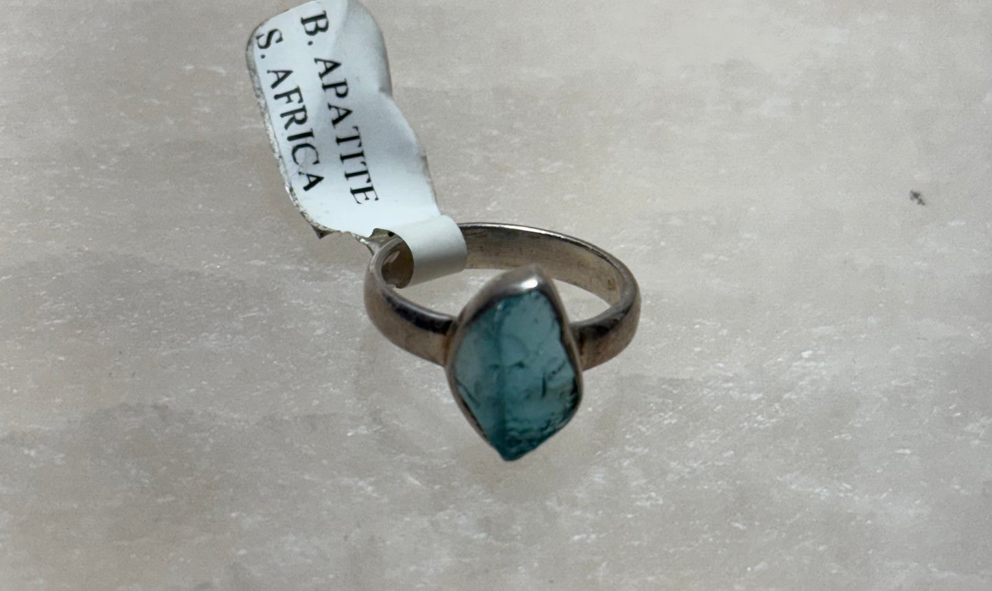 Blue Apatite Sterling Silver Ring Size 6 – vibrant blue apatite stone set in sterling silver, perfect for elegant and unique jewelry.