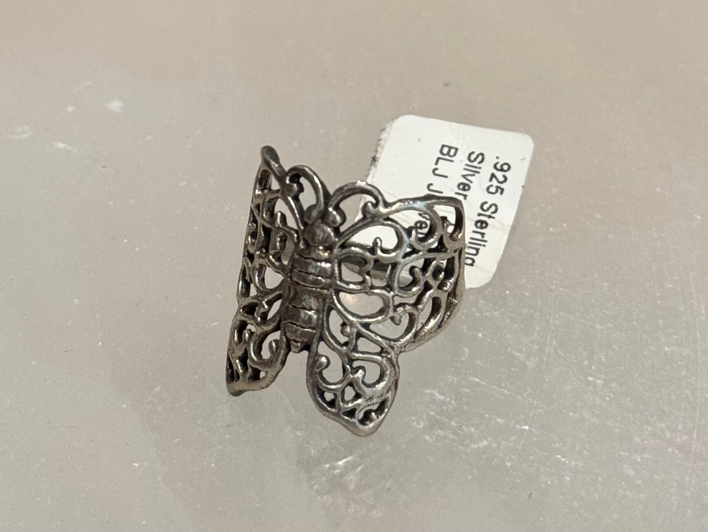 Butterfly Sterling Silver Ring size 7 – delicate silver jewelry featuring butterfly design symbolizing transformation and beauty.