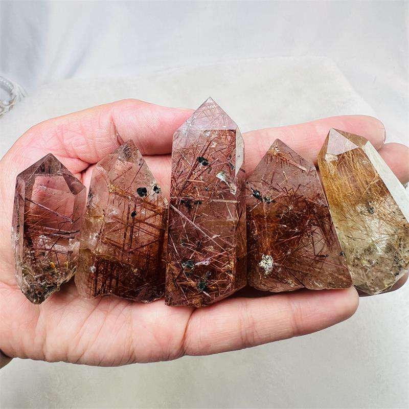Copper & Gold Rutilated Quartz Raw Base Polished Point