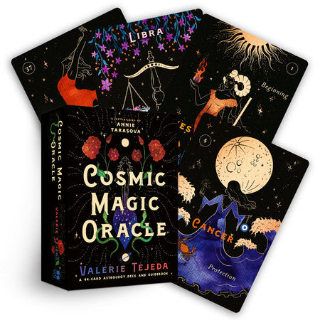 Cosmic Magic Oracle by Valerie Tejeda – vibrant 44-card deck for manifestation, astrology, and cosmic self-discovery.