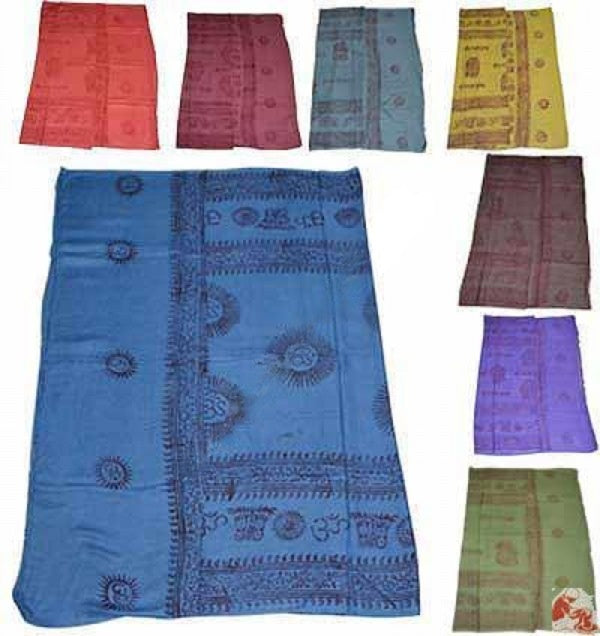 Assorted Prayer Cotton Shawl Style #2 40x120"