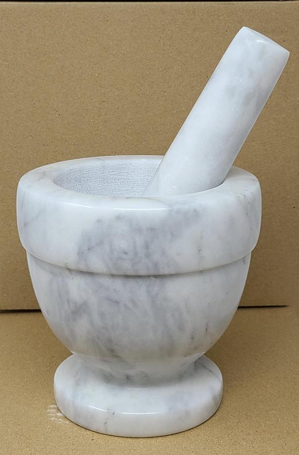White Marble Mortar & Pestle 4"H x 4"W