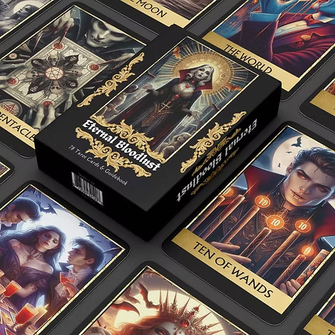 Eternal Bloodlust Tarot Deck – darkly gorgeous 78-card tarot deck featuring gothic artistry and powerful symbolism.