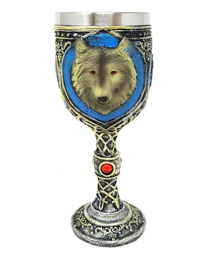Mystic Wolf Goblet 7.5"H w/ Stainless Steel Cup - 2.25" Cup Dia, 2.75" H