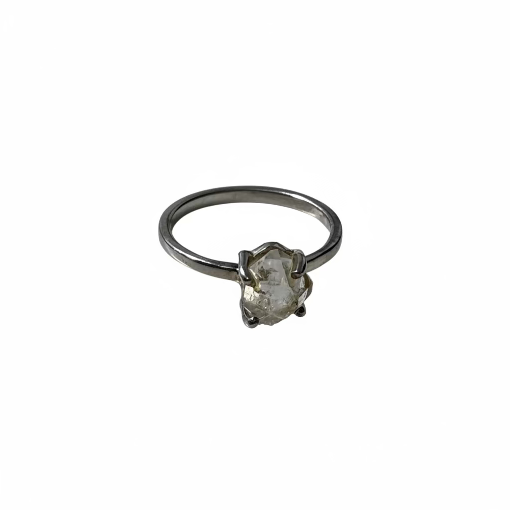 Herkimer Natural Diamond Sterling Silver Ring Size 6 – sparkling herkimer natural diamond set in sterling silver, ideal for elegant and unique jewelry.