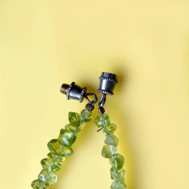 Peridot Chips Stone Choker Necklace 18" with Clasp