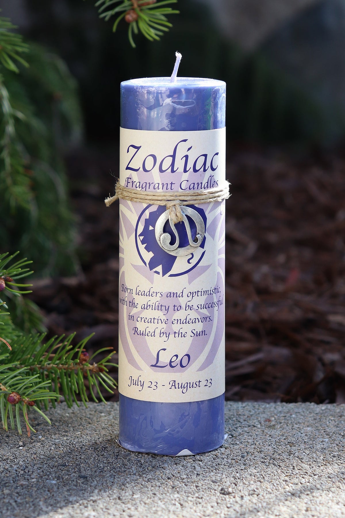 Leo Zodiac Scented Candle with pewter pendant