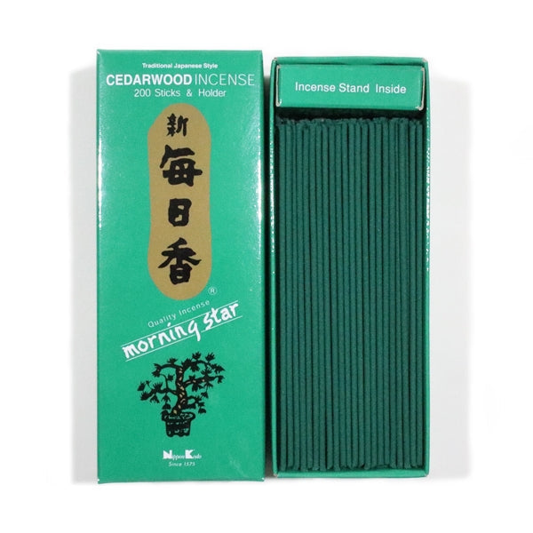 Nippon Kodo Morning Star Cedarwood 200-stick box, official manufacturer photograph