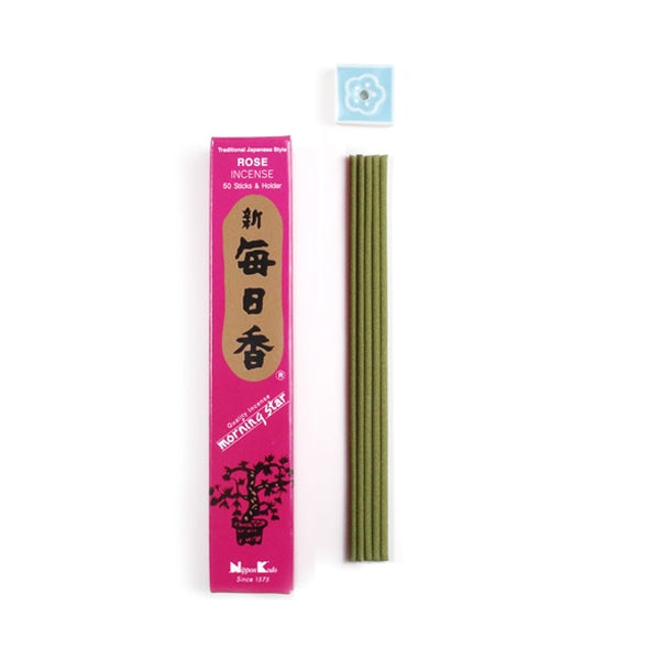 Nippon Kodo Morning Star Rose 50-stick box, official manufacturer photograph