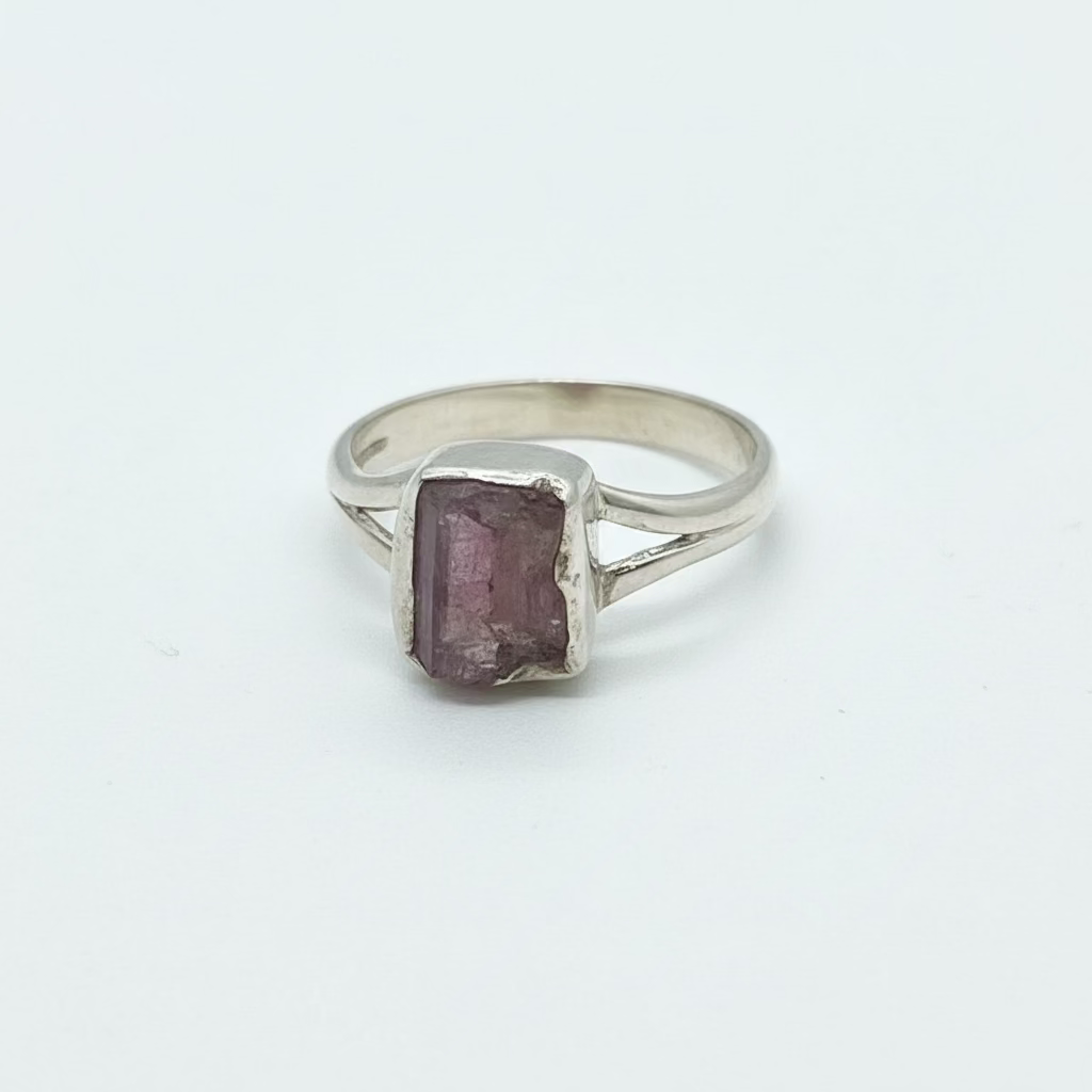 Pink Tourmaline Sterling Silver Ring size 8 – delicate pink crystal jewelry known for love, compassion, and emotional healing.