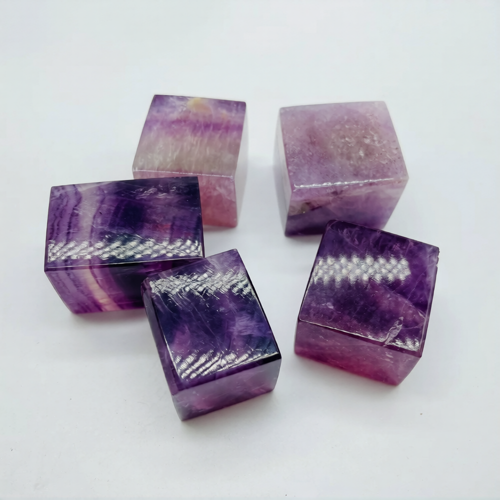Purple Fluorite Polished Cube - Asia