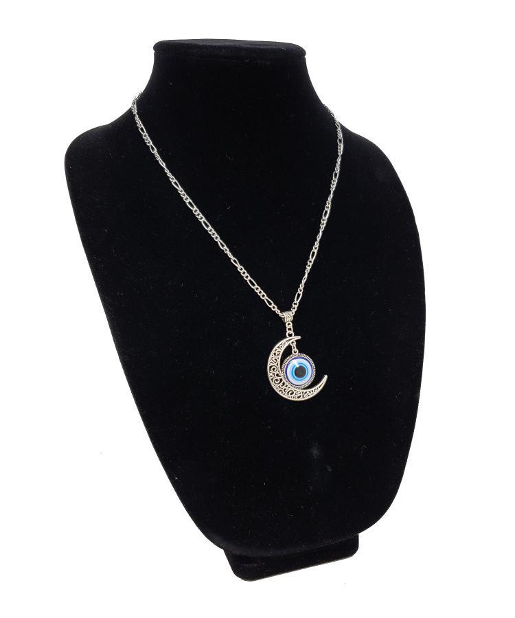 Evil Eye Crescent Moon 22" Chain Necklace