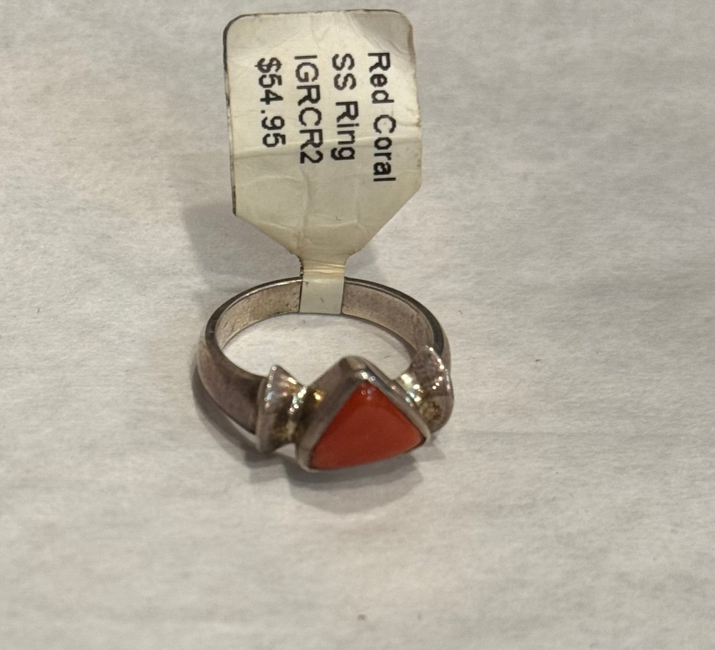 Red Coral Sterling Silver Ring size 5 – vibrant red crystal jewelry known for vitality, protection, and emotional strength.