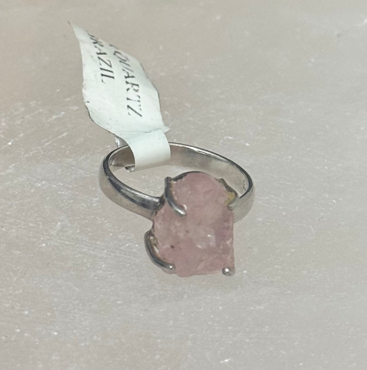 Rose Quartz Sterling Silver Ring size 6 – gentle pink crystal jewelry symbolizing love, compassion, and emotional healing.