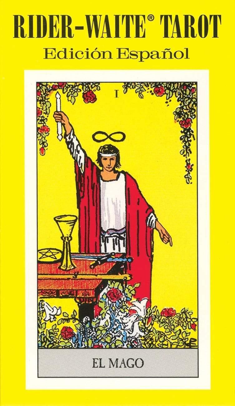 Spanish Rider-Waite Tarot Deck by Pamela Colman Smith – 78-card deck featuring the classic Rider-Waite imagery with Spanish titles and instruction booklet, published by U.S. Games Systems.
