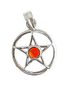 Pentacle Carnelian Sterling Silver Pendant