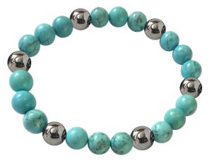 Reconstituted Turquoise With Magnetic Hematite 8MM Beaded Bracelets - Lucky Magnetic Hematite