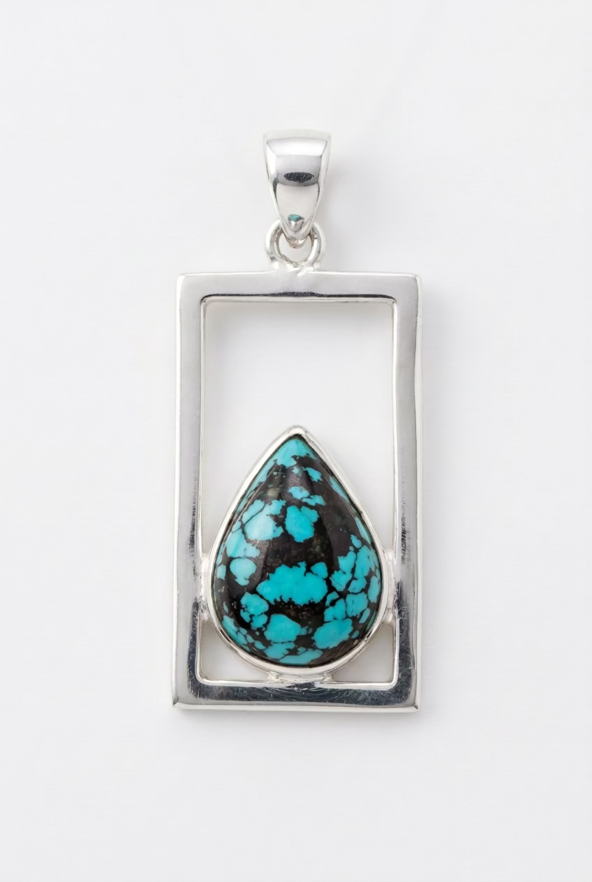 Turquoise Sterling Silver Pendant – classic crystal jewelry for protection, healing, and communication clarity.