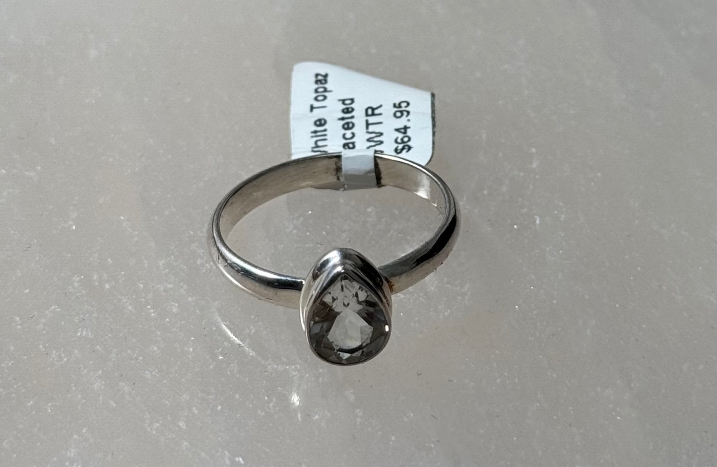 White Faceted Topaz Sterling Silver Ring Size 11 – brilliant faceted white topaz set in sterling silver, ideal for elegant and timeless jewelry.