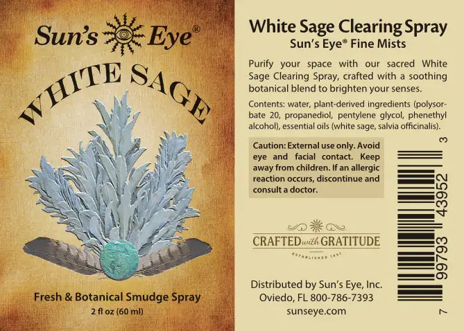 White Sage Clearing Sun's Eye Fine Mists Smudge Spray 8oz