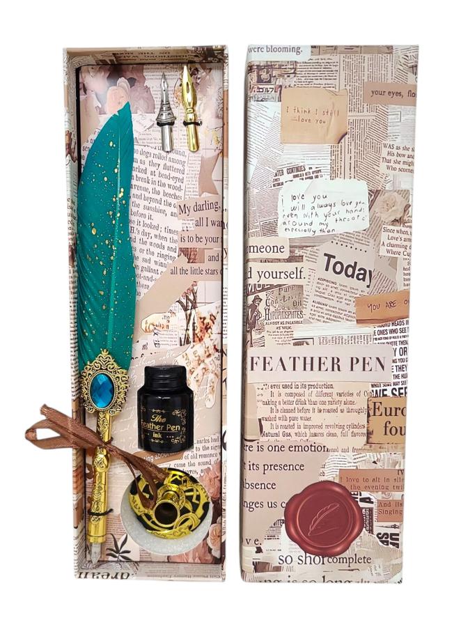 Feather Quill Pen Dip Set - Style 31 - Calligraphy kit