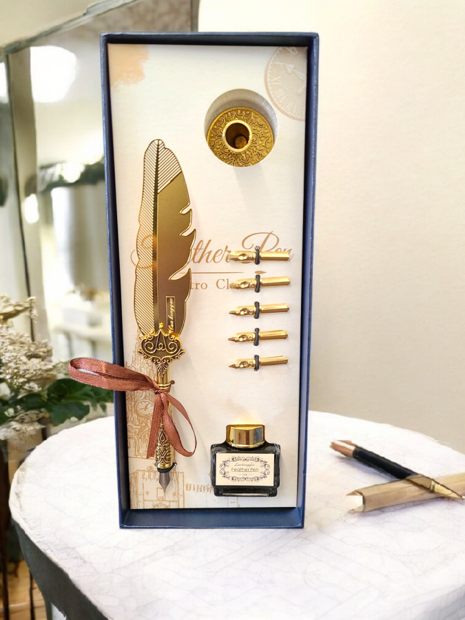 Feather Quill Pen Dip Set - Style 7 calligraphy kit