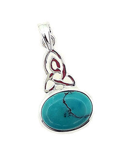 Turquoise Celtic Trinity Sterling Silver Pendant