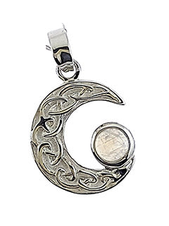 Moonstone Celtic Moon Sterling Silver Pendant