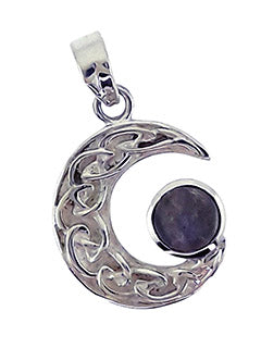 Labradorite Celtic Moon Sterling Silver Pendant