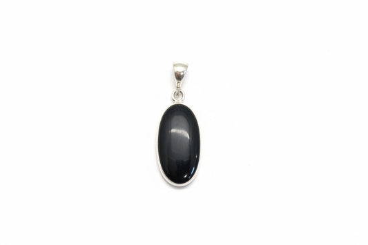 Shungite Oval / Drop Cab Sterling Silver Pendant
