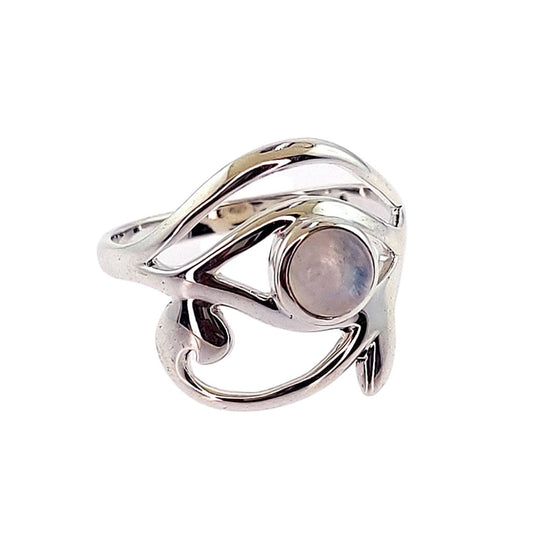 Rainbow Moonstone Eye Of Horus Sterling Silver Ring Size 9