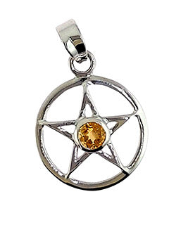Pentacle Citrine Faceted Sterling Silver Pendant