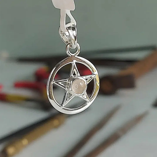 Pentacle Rose Quartz Sterling Silver Pendant