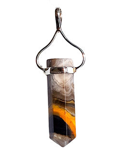 Bumble Bee Jasper Wand Point Sterling Silver Pendant