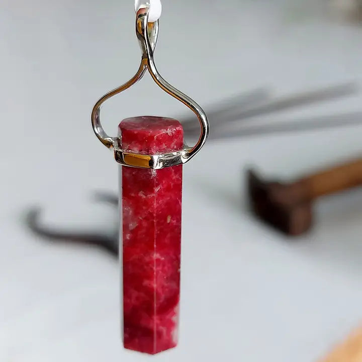 Thulite Wand Point Sterling Silver Pendant