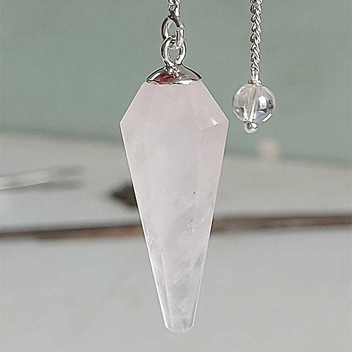 Rose Quartz Faceted Sterling Silver Pendulum