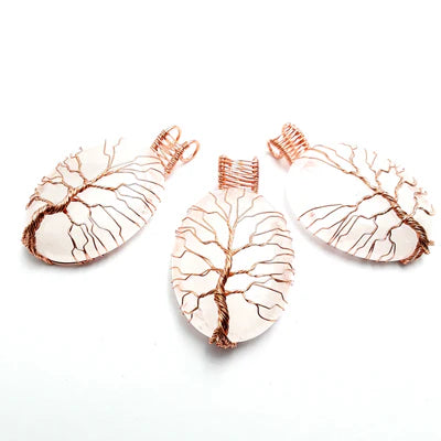 Clear Quartz Tree Pendant Copper Wire Wrap Pendant