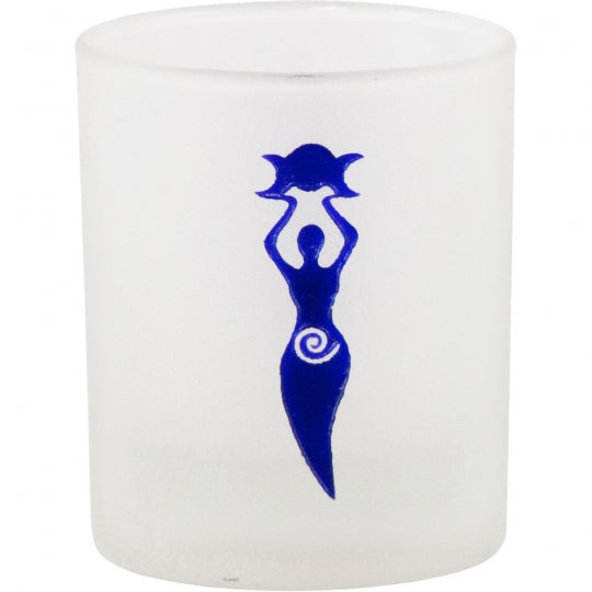 Moon Goddess Frosted Glass Candle Holder